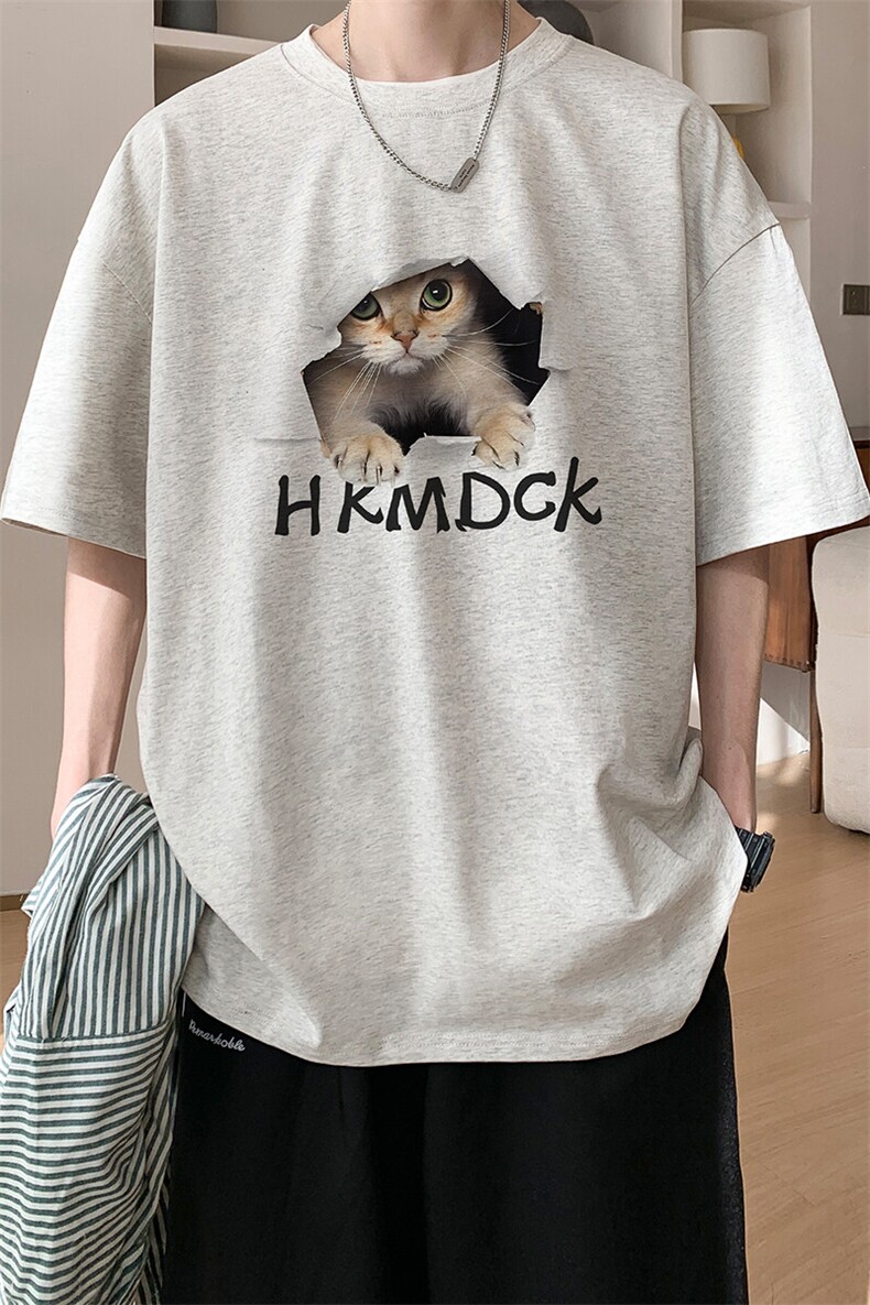 图案已注册夏季日系大码青年短袖T恤男潮宽松半袖打底衫D002/P25,男装T恤,电商B209