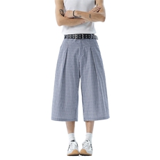 夏季松弛感美式格子休闲裤宽松阔腿七分裤中裤男女潮流YD706-P50，男装休闲裤，星座509