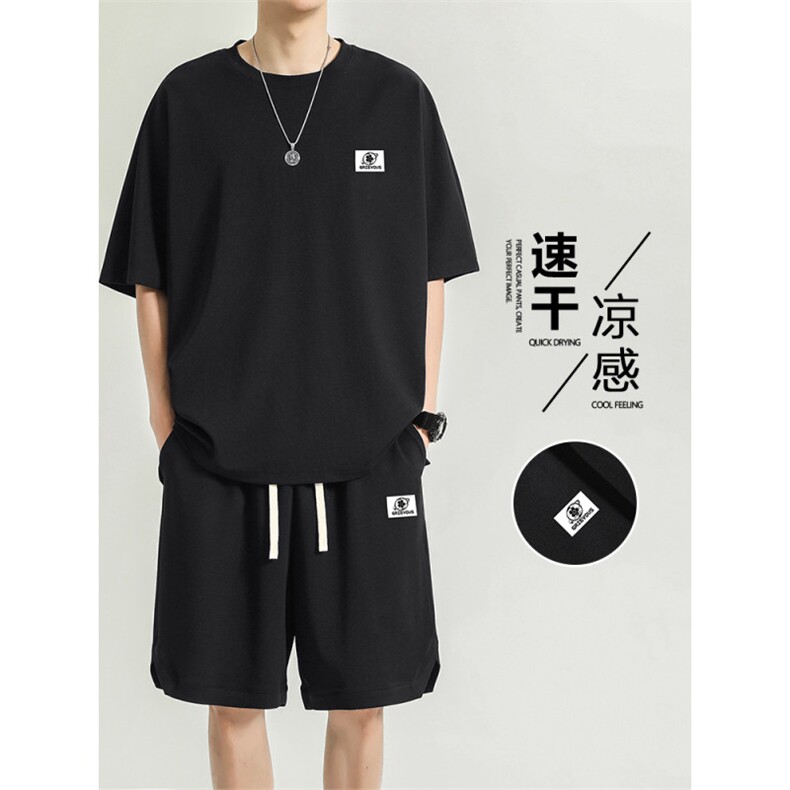 夏季冰丝宽松百搭短袖短裤潮牌两件套 TZ16-特批70图片