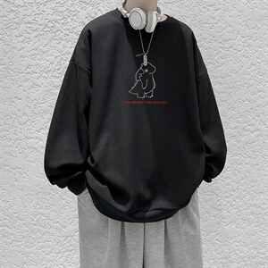 华夫格卫衣圆领卫衣男大码长袖t恤男外套HW76140-P30加绒款-P40
