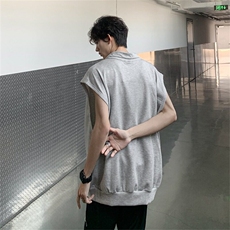 背心男2025夏季新款拉链金属设计感美式重磅潮牌宽松休闲无袖体恤，男装T恤，星座506A