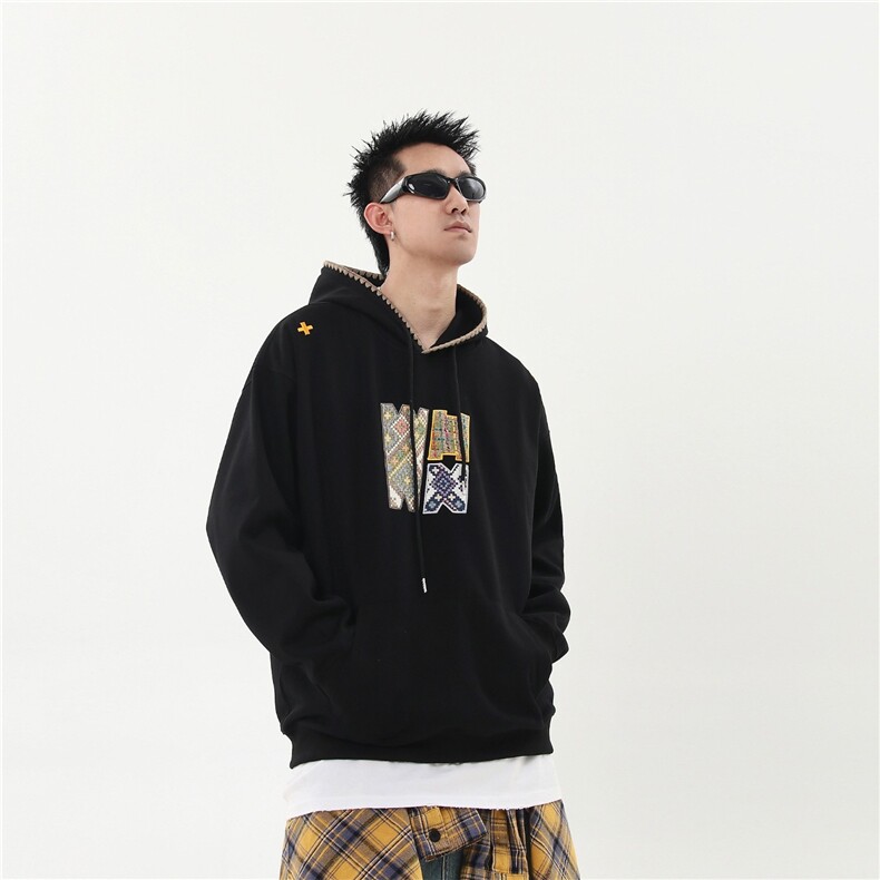 复古刺绣连帽卫衣男女秋冬民族风设计感潮帽衫上衣潮WY7052P58,男装民族服装,星座1013-5