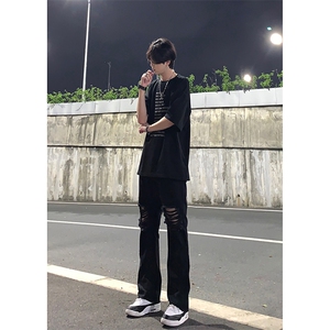 美式高街ins小众破洞牛仔裤货号K751P60图片