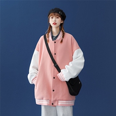 中性风2023秋季新品简约风拼接撞色情侣棒球服G80p65控78，男装夹克，A247A