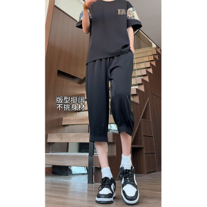 特批28 薄款黑色百搭休闲七分裤男 涤纶图片