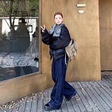 橘子树在哪儿美式复古毛领皮扣棉服女秋冬高级感宽松保暖外套上衣，男装棉衣，星座506A