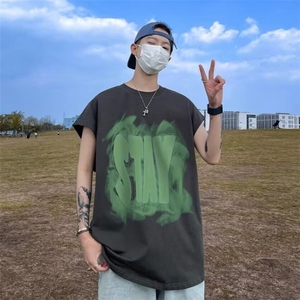 涂鸦印花背心夏季美式复古街潮牌坎肩小众设计感宽松无袖T恤图片
