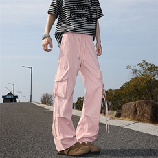 8XL-M工装裤男冰丝垂感降落伞速干休闲阔腿美式运动裤夏K9134P48，男装休闲裤，电商D206-1