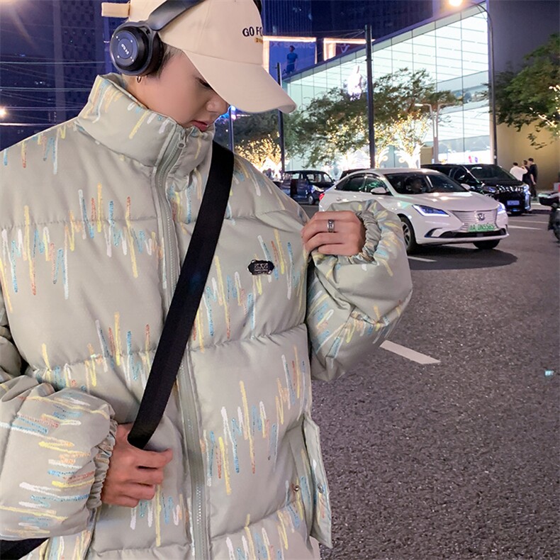 棉服男女七彩线印花棉衣立领面包服棉袄加厚外套3359-P70控108,男装棉衣,星座207