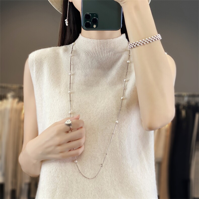 夏季宽松型常规无袖短袖时尚百搭简约，女装T恤，斯美雅安迪绒