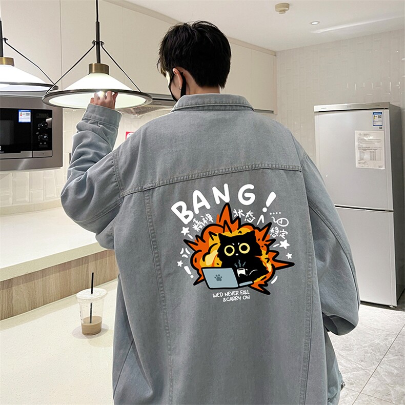 牛仔夹克男大码牛仔外套男茄克NJ77405-P60,男装夹克,电商A040