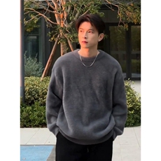 米白色马海毛软糯毛衣男冬季宽松慵懒风针织衫cleanfit内搭打底衫，男装T恤，星座506A