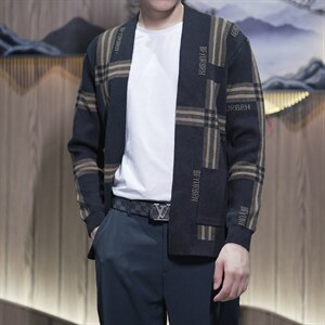 秋冬季男士时尚针织开衫韩版潮流百搭帅气上衣2024新款无扣开衫潮图片