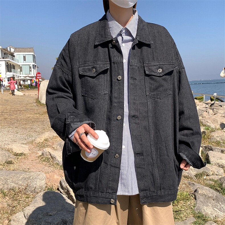 牛仔外套男韩版潮流高街帅气2024春秋新款ins宽松夹克W4715-P55,男装夹克,星座412