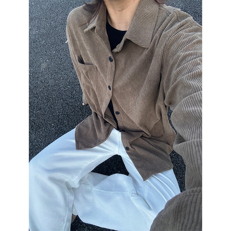 320G厚实灯芯绒衬衫男秋冬款休闲宽松复古长袖衬衣CS027-P40,男装衬衫,星座301C-5