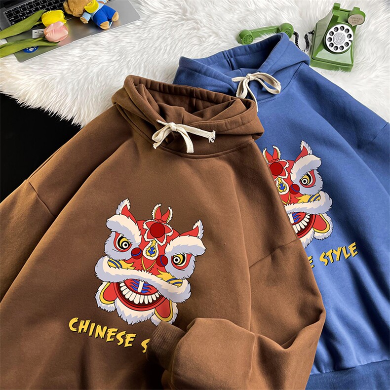 WY2185-P35加绒款-P40纯棉连帽卫衣男大码运动帽衫宽松薄,男装卫衣,电商A040