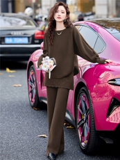 2026年春季时尚潮流赫本风高级感屁帘针织两件套套裤，女装套装/套裙，鑫鑫美