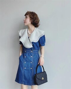 气质牛仔连衣裙，女装连衣裙，1+9