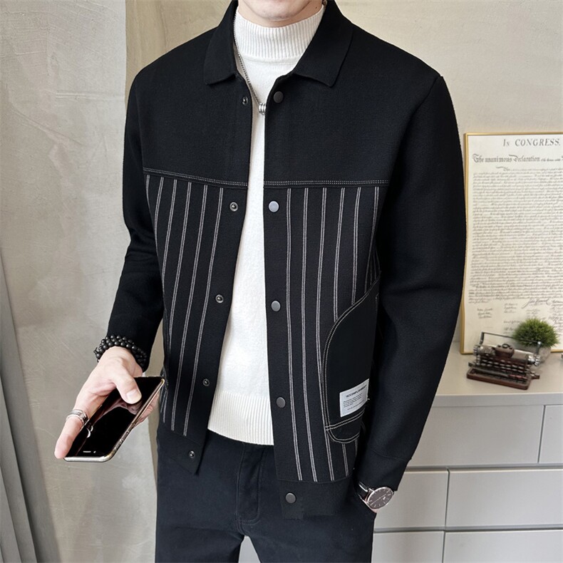 秋季短款翻领毛衣外套时尚休闲男款开衫K7352-P135,男装针织衫/毛衣,电商A239