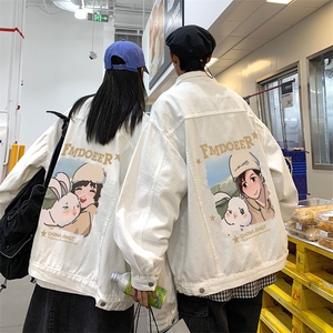秋季港风大码不一样情侣学生印花牛仔外套男JK557-P6588图片
