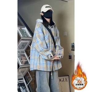 衬衫拼接连帽夹克外套潮牌休闲宽松大码男女J7226-P55【特价】图片