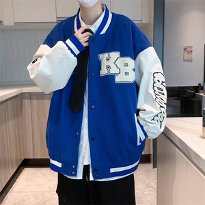 男春季新款棒球服夹克刺绣拼皮外套J1051P65图片
