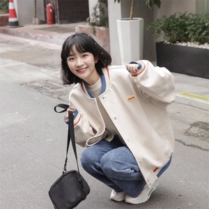 F2479-P55 学院风学生宽松百搭上衣 麂皮绒多色秋冬外套图片