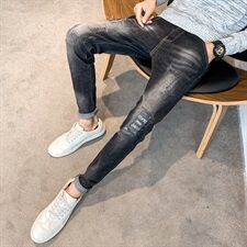 20秋冬季中弹力社会人精神小伙小脚韩版修身弹性牛仔裤男N/，男装牛仔裤，电商D202