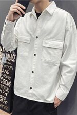 202-7-GC14新款秋装衬衫男长袖纯色宽松青年男士休闲衬衣，男装衬衫，星座1302