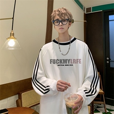 美式三杠条纹复圆领卫衣秋冬男女宽松长袖SW2468-P45控6850棉，男装卫衣，电商B370