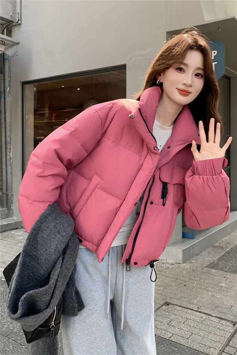 现货新款羽绒服女短款韩版立领简约加厚小个子高级感面包服外套潮,女装羽绒服,网红馆