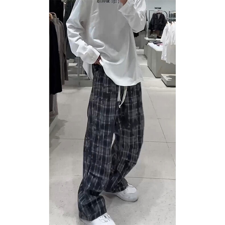 男女情侣同款垂感条纹百搭复古休闲格子裤K640TP38无差价控79,男装休闲裤,电商A102B