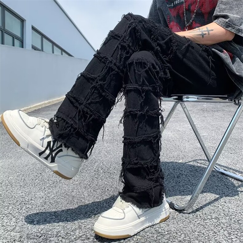 美式ins高街小众个性毛边弹力休闲牛仔裤KK5020-P50,男装牛仔裤,星座1109-3