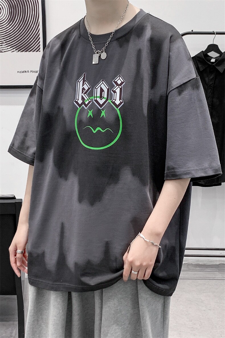 夏装青少年休闲T恤短袖2023男女创意渐变印花半袖1599-P45控价68,男装T恤,电商A441-1