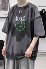 夏装青少年休闲T恤短袖2023男女创意渐变印花半袖1599-P45控价68，男装T恤，电商A441-1