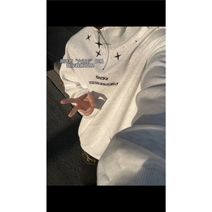 美式刺绣连帽卫衣男女同款秋冬季高级感cleanfit外套宽松潮牌上衣图片