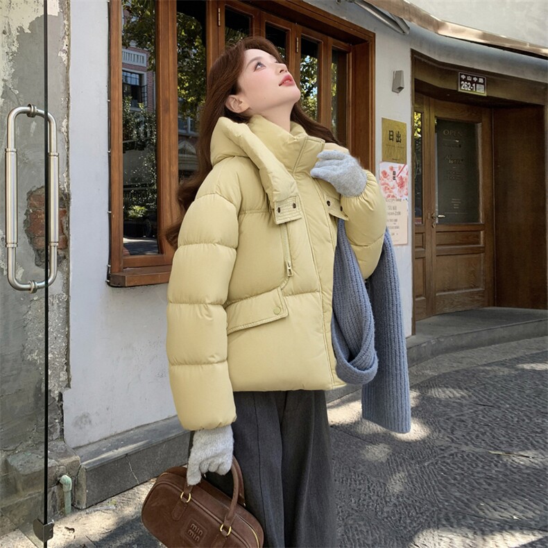 现货新款东大门加厚保暖羽绒服百搭连帽面包服女装外套女,女装羽绒服,然然