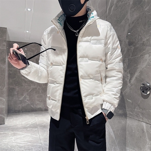 痞帅字母印花高领修身羽绒服男社会小伙店主风301C-YR01P128控168图片