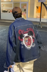 男装牛仔外套23春秋季熊猫头像印花男生翻领夹克XZ514-2-N85-P88，男装工装外套，星座514-2(原B239)