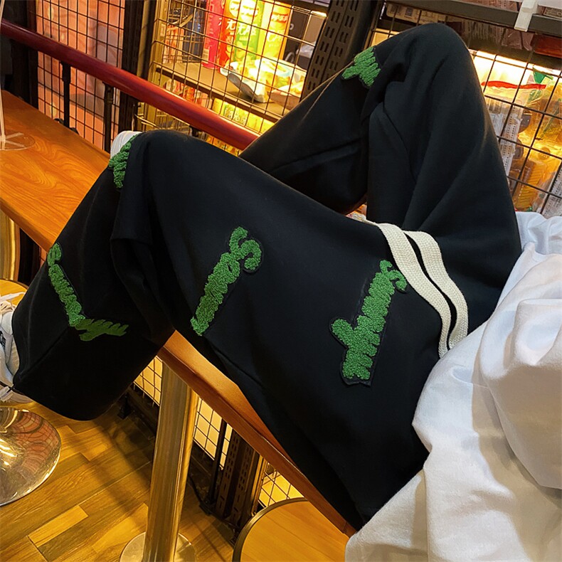 特P35控68秋季港风潮牌毛巾绣束脚裤休闲卫裤K2206,男装休闲裤,电商B370