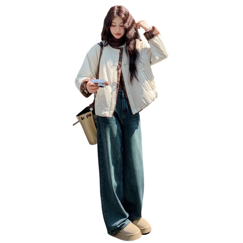 韩系小个子撞色拼接羽绒棉衣女2025冬季新款女装短款棉服棉袄外套,女装棉衣/棉服,天丽