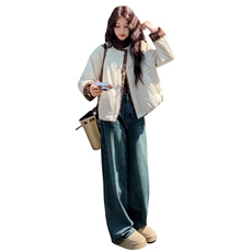 韩系小个子撞色拼接羽绒棉衣女2025冬季新款女装短款棉服棉袄外套，女装棉衣/棉服，天丽