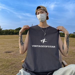 夏季宽松百搭星星无袖背心 男 DT65005 P25控38图片