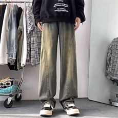 K521直筒牛仔裤男款美式高街潮牌男生水洗做旧秋装休闲裤子男，男装牛仔裤，星座308A-1（原309B-1）