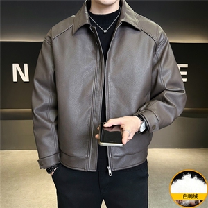 新标90绒 皮夹克羽绒服男冬季2025新款翻领外套 A313-8666-P255图片