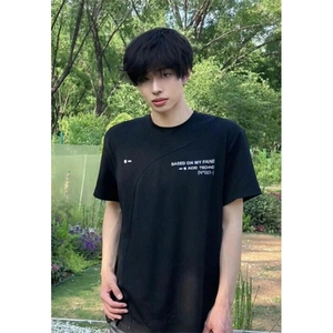 复古重磅解构boxy短宽版型宽松休闲字母短袖T恤男潮 T06图片