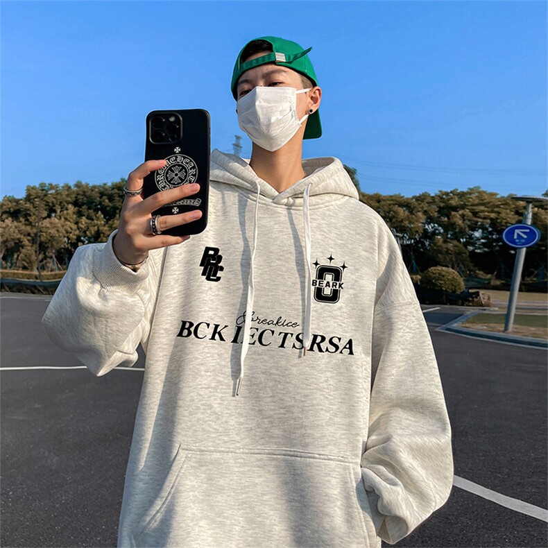 抖音得物供货 可提供视频 春装重磅美式宽松连帽卫衣DL2436图片