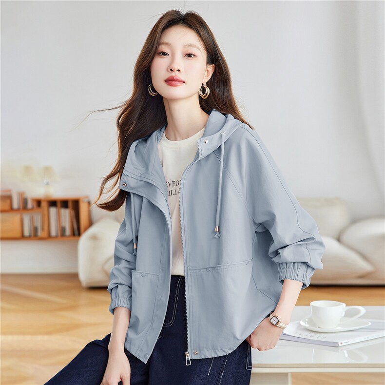 时尚减龄少女粉色短款外套女2025秋新款宽松百搭连帽休闲夹克上衣,商品下架区,慕咨