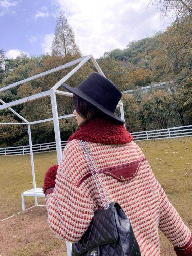 【现货】冬装新款，粗花呢泰迪毛绒拼接羽绒服，女装羽绒服，CL.chuling