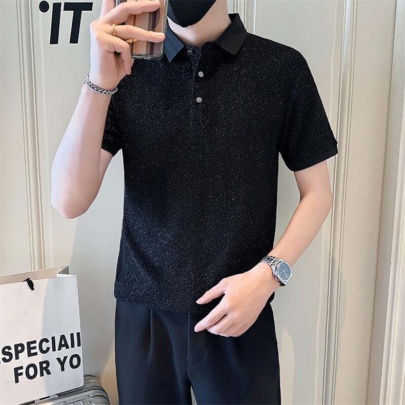 店主风社会小伙男高级感翻领POLO衫男保罗衫301A-1/PL114/P53,男装Polo衫,星座301A-1